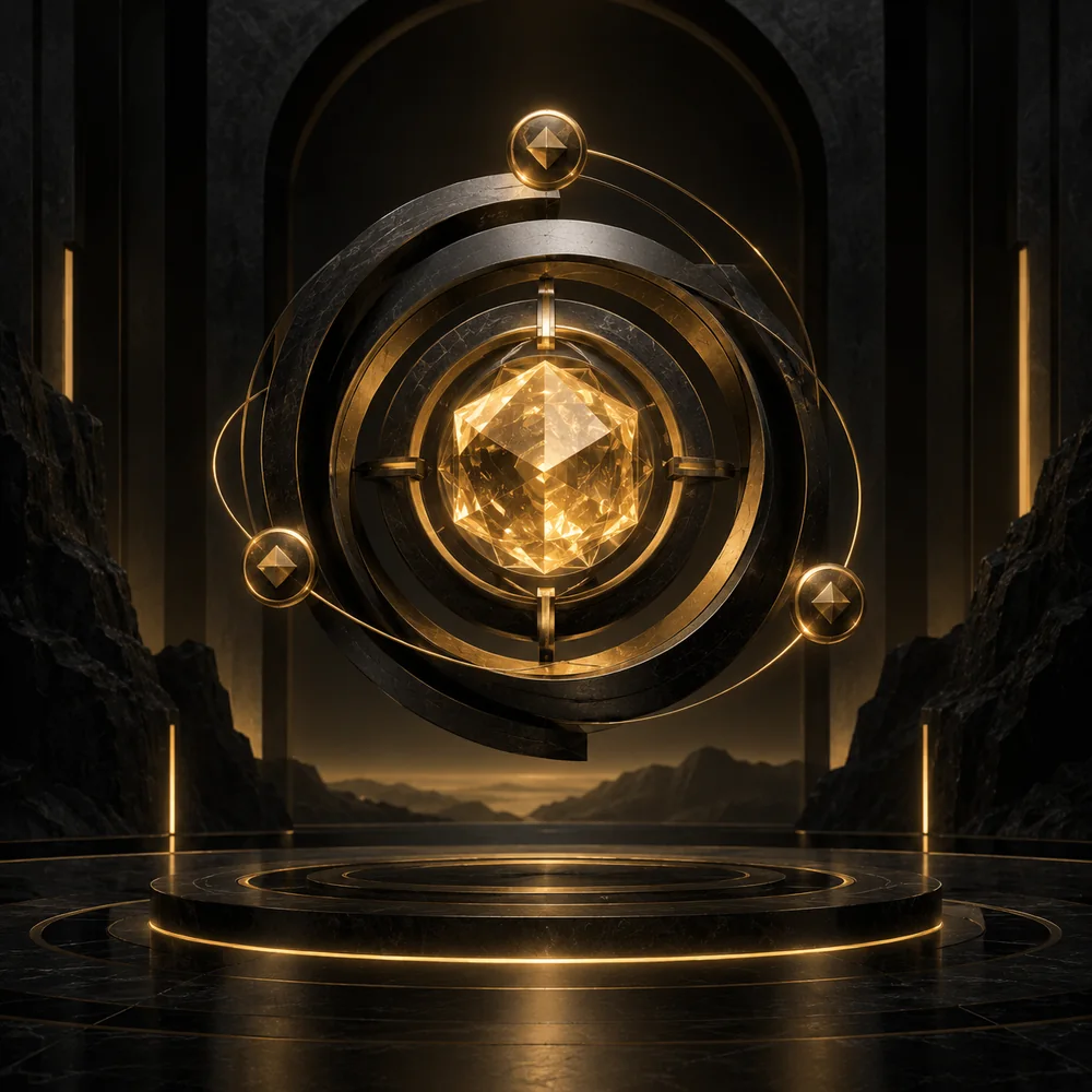 Vault digital abstrak yang melambangkan keamanan dan transparansi